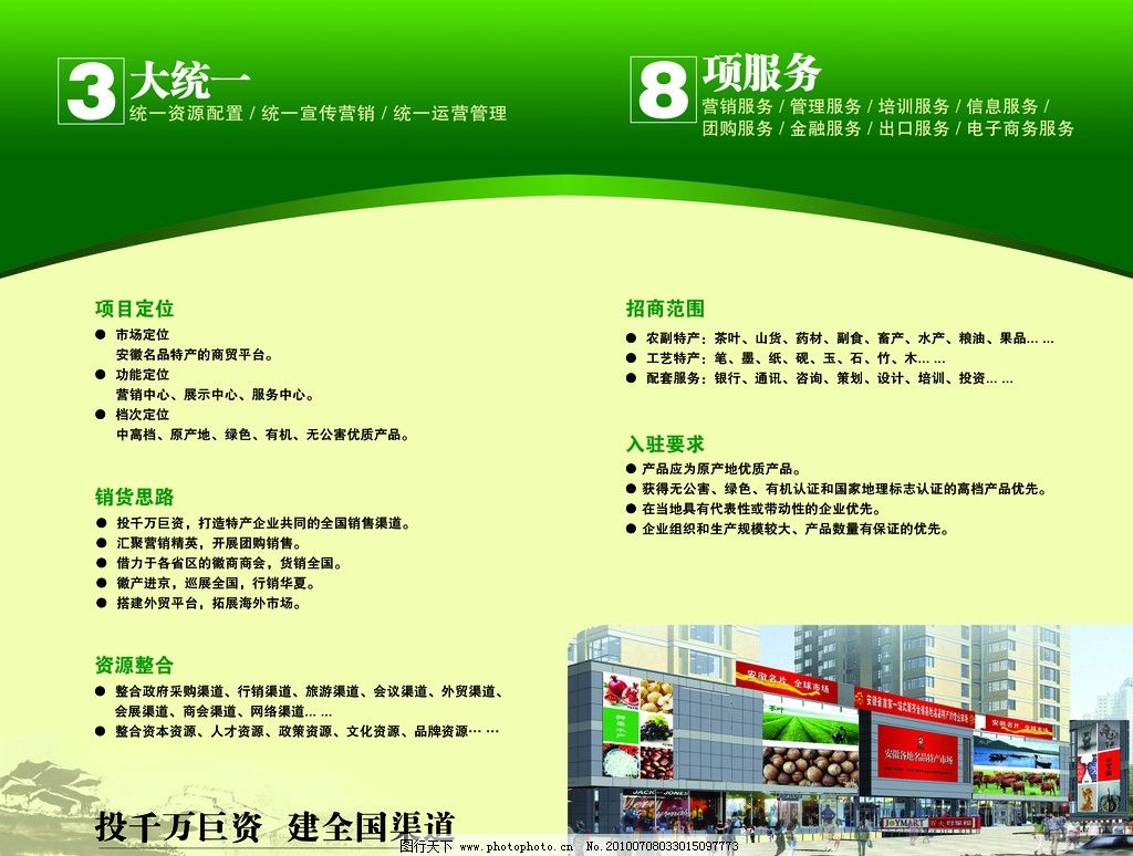 招商画册 农特产品 绿色 简约 设计模版 宣传单页 psd分层素材 源文件图片