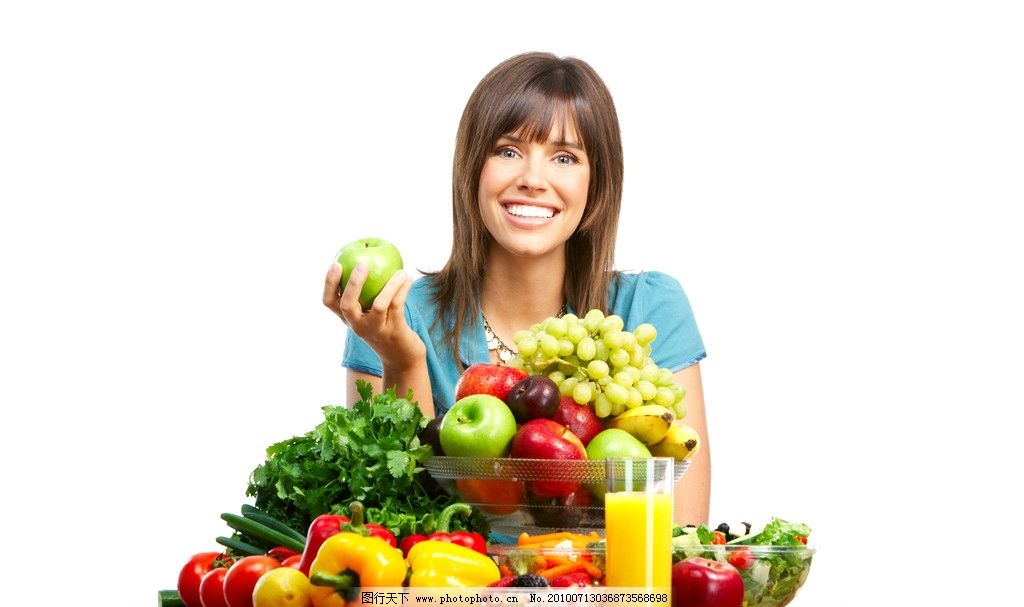 美女与蔬果果汁图片_女性女人_人物图库_图行