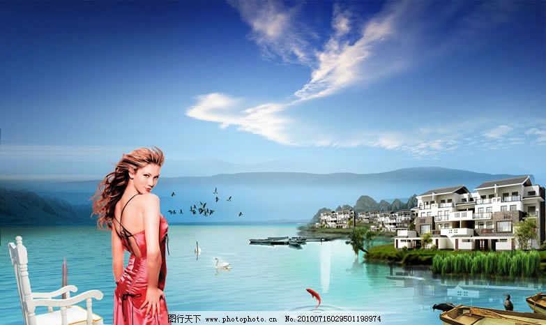 天鹅湖广告地产图片_v广告美女_广告设计_图行案例兽脸图片
