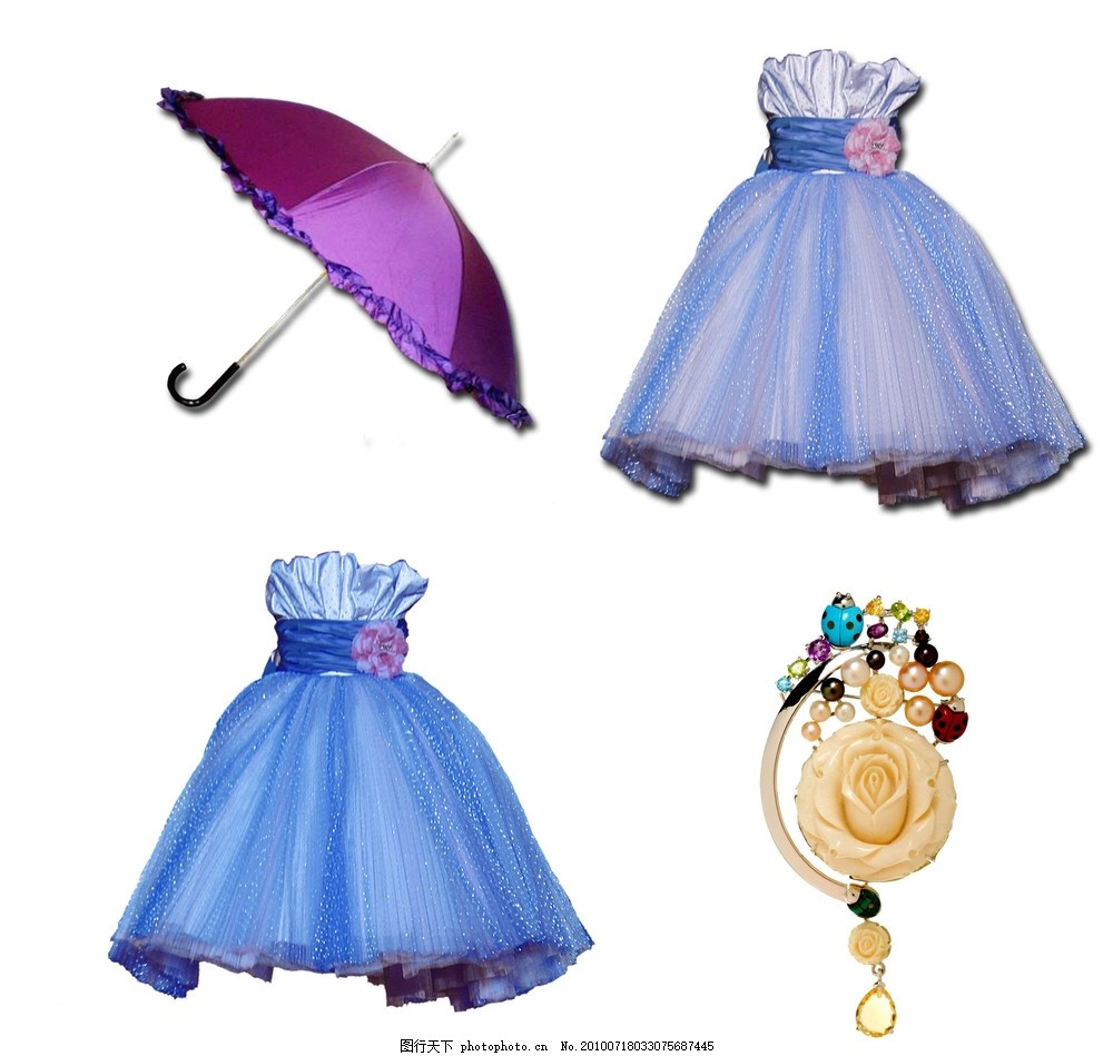 女孩裙子雨伞分层素材