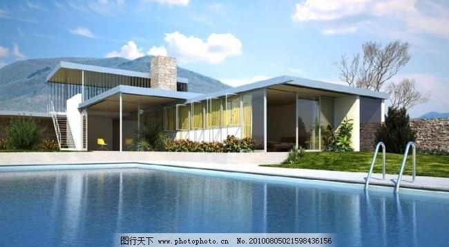 游泳池模型图片场景过程_其他_3D设计_图行天设计精品图片