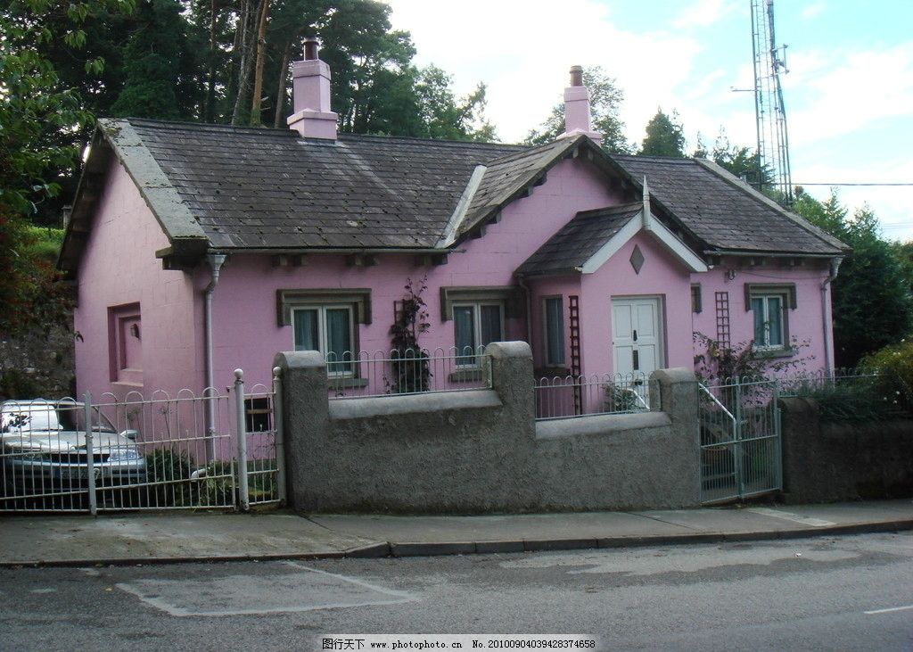 粉色房子 欧式建筑 田园房子 建筑摄影 建筑园林