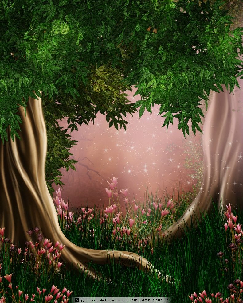 浪漫背景 大树 花朵 梦幻森林 梦幻背景 童话 童话世界 浪漫 温馨 异国 情调 婚纱摄影 婚纱背景 婚礼背景 摄影背景 影楼背景 影楼模板 相片模板 相片背景 照片模板 照片背景 设计风光 风景漫画 动漫动画 设计 300DPI JPG