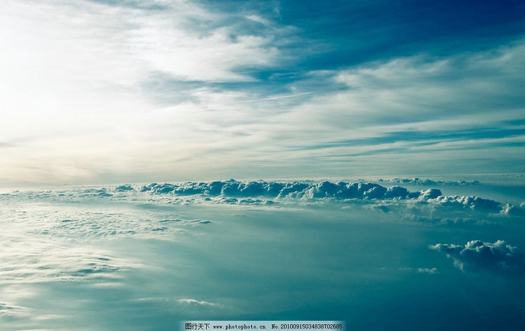 蓝天白云高清图片,大气层 天空 阳光 光芒 云彩