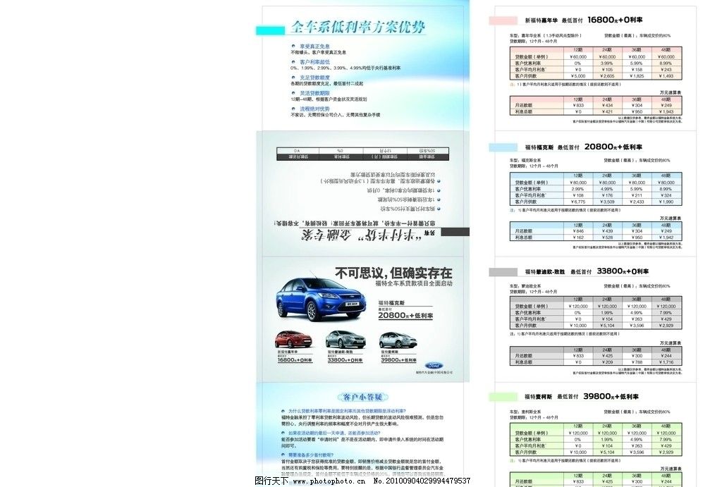 福特金融全车系贷款卡,每款车的信息,福特全车系金融贷款卡,名片卡片,广告设计,矢量,AI